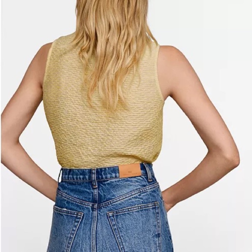 Mango X Leandra Medine Yellow Zip Texture Top Med… - image 3